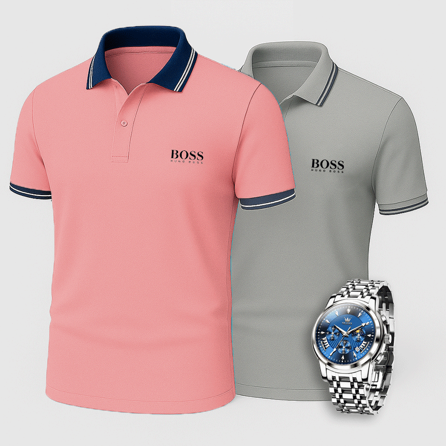[Buy 2 Pay 1] Hugo Boss Premiere Polo Shirts + Exclusive Watch
