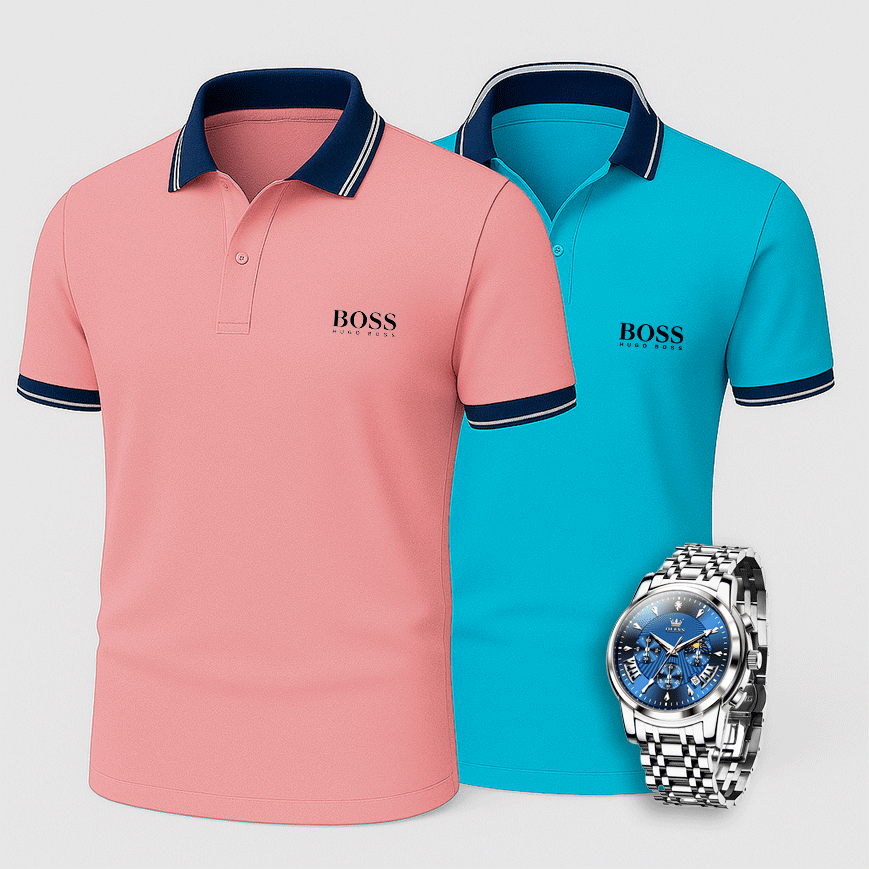 [Buy 2 Pay 1] Hugo Boss Premiere Polo Shirts + Exclusive Watch